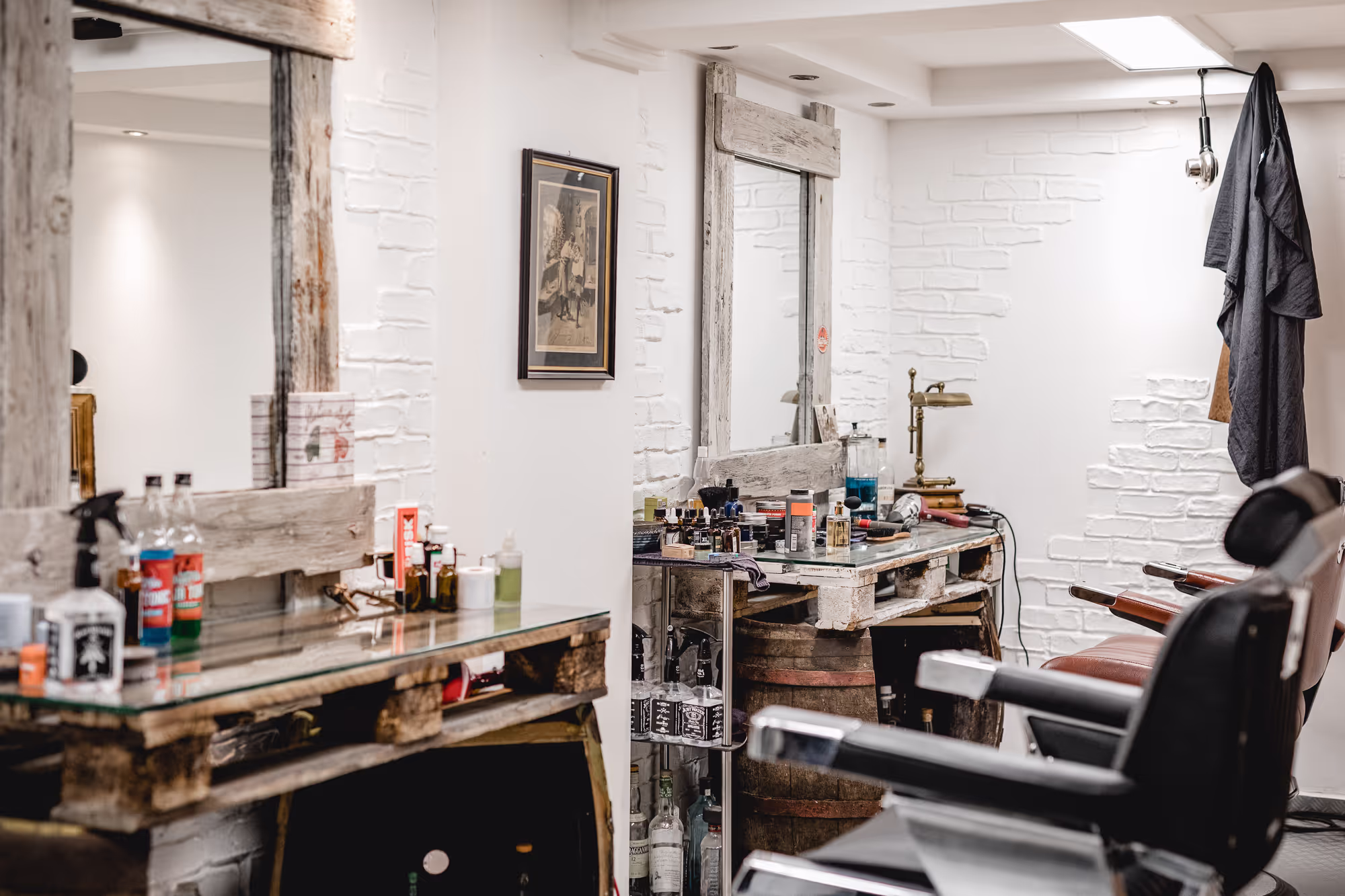 A well equipped barbershop located in some basement