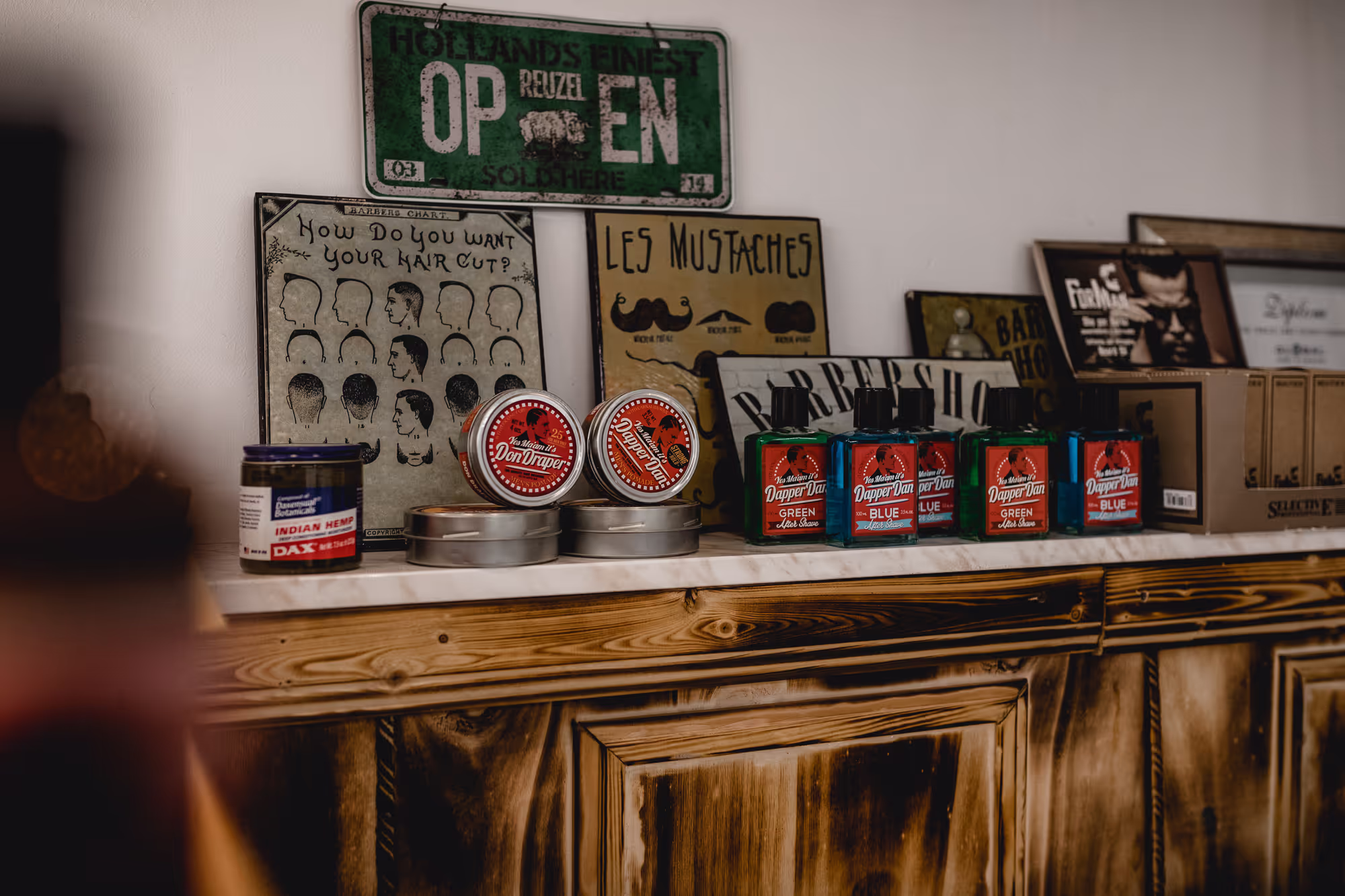 A selection of products for hair and beard care