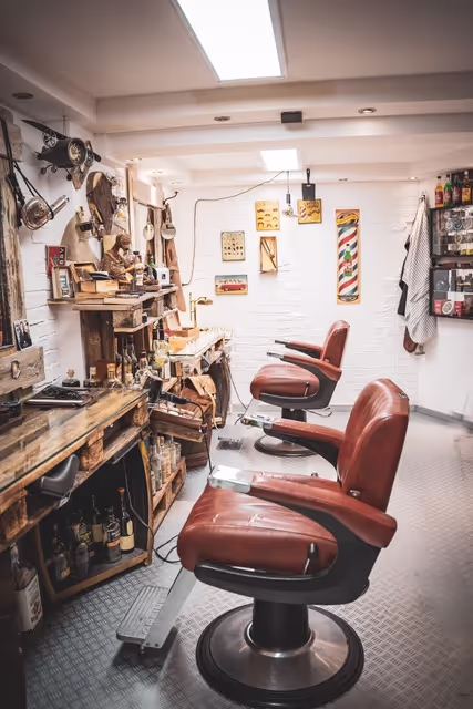 Empty Barbershop Chairs